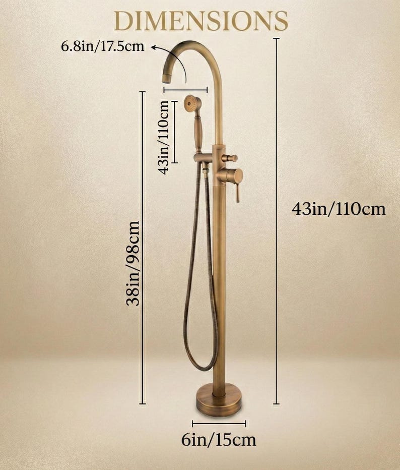 Luxurious Brushed Gold Freestanding Tub Filler