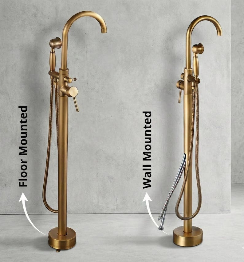 Luxurious Brushed Gold Freestanding Tub Filler