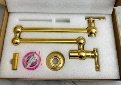 Unlacquered Brass Wall Mounted Pot Filler Faucet