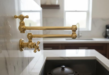 Unlacquered Brass Wall Mounted Pot Filler Faucet