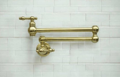 Unlacquered Brass Wall Mounted Pot Filler Faucet