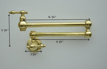 Unlacquered Brass Wall Mounted Pot Filler Faucet