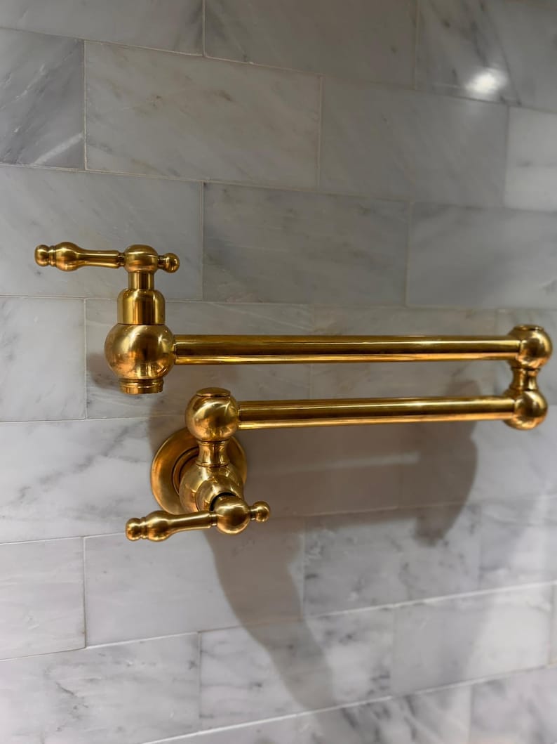 Unlacquered Brass Wall Mounted Pot Filler Faucet