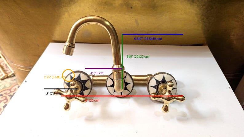 Moroccan Mosaic Brass Wall Mount Bathroom Faucet