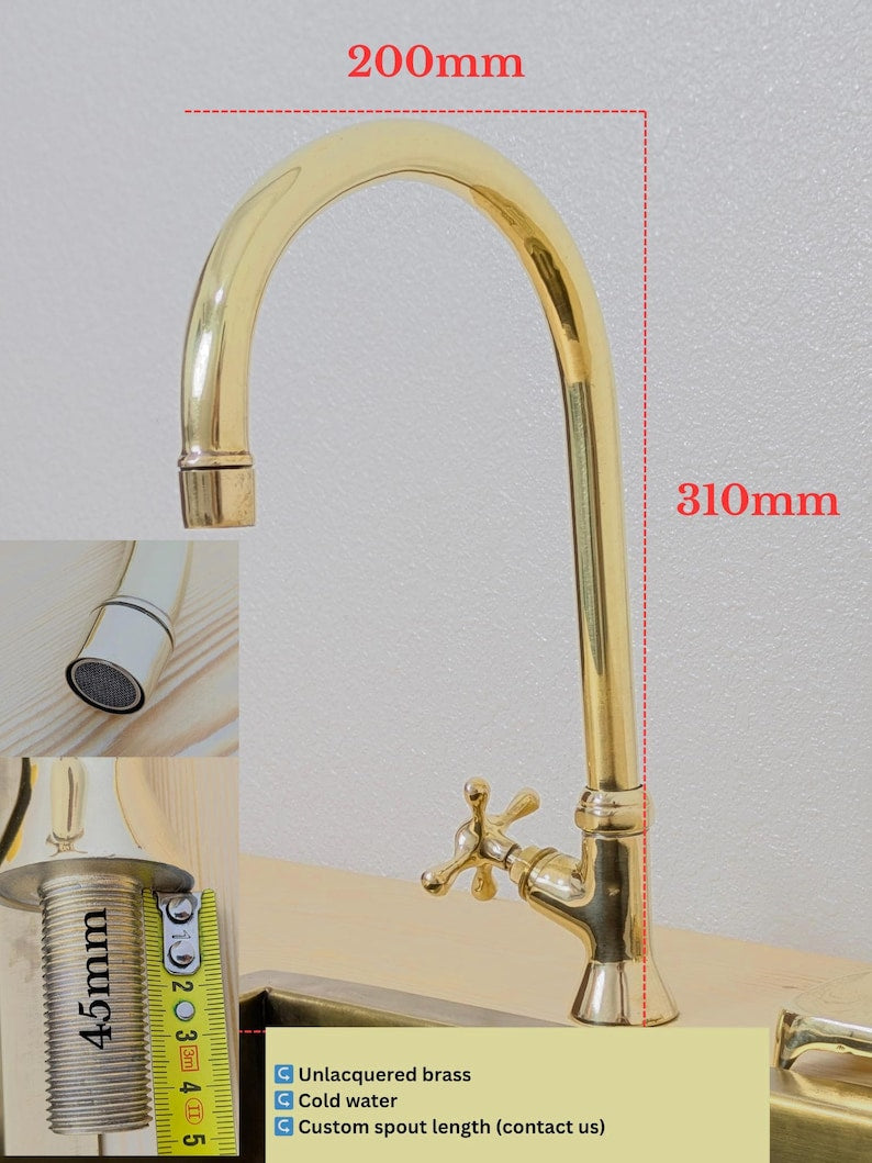 Classic Polished Brass High-Arc Kitchen Faucet