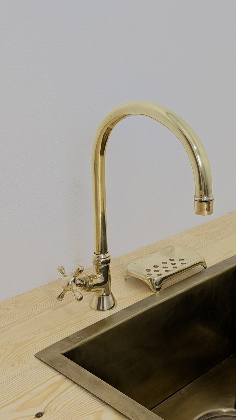 Classic Polished Brass High-Arc Kitchen Faucet