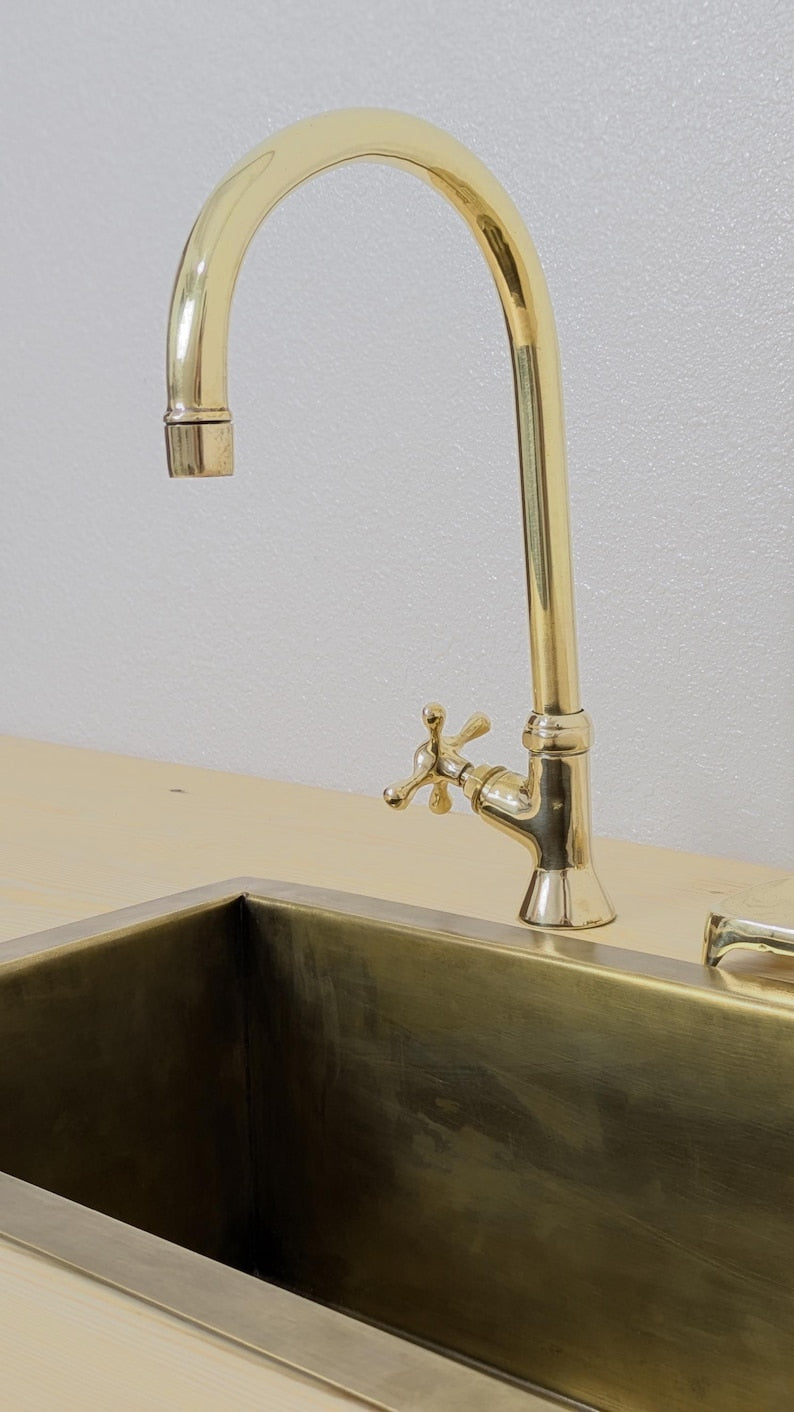 Classic Polished Brass High-Arc Kitchen Faucet