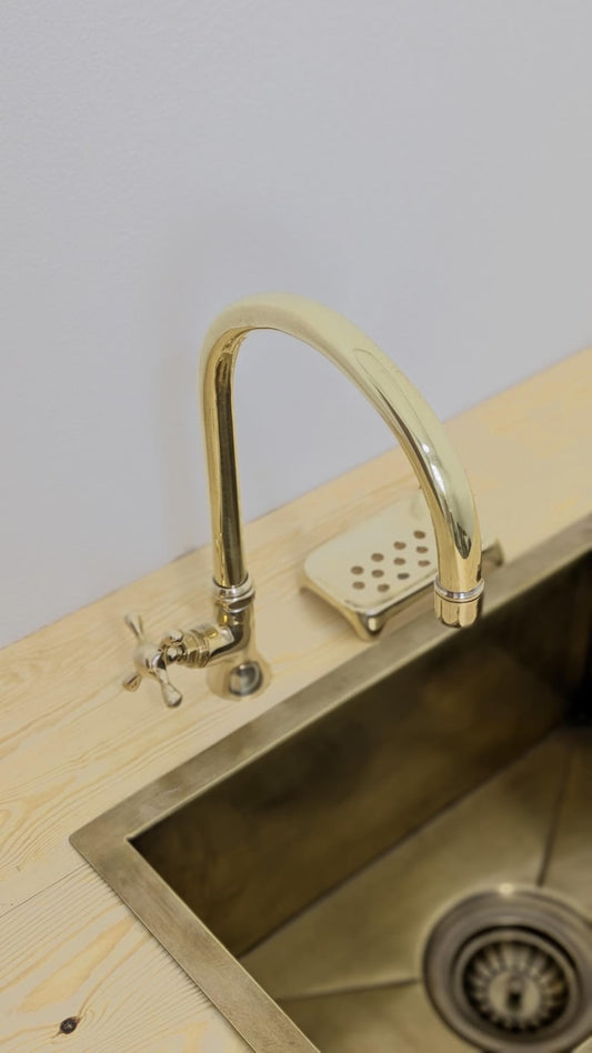 Classic Polished Brass High-Arc Kitchen Faucet
