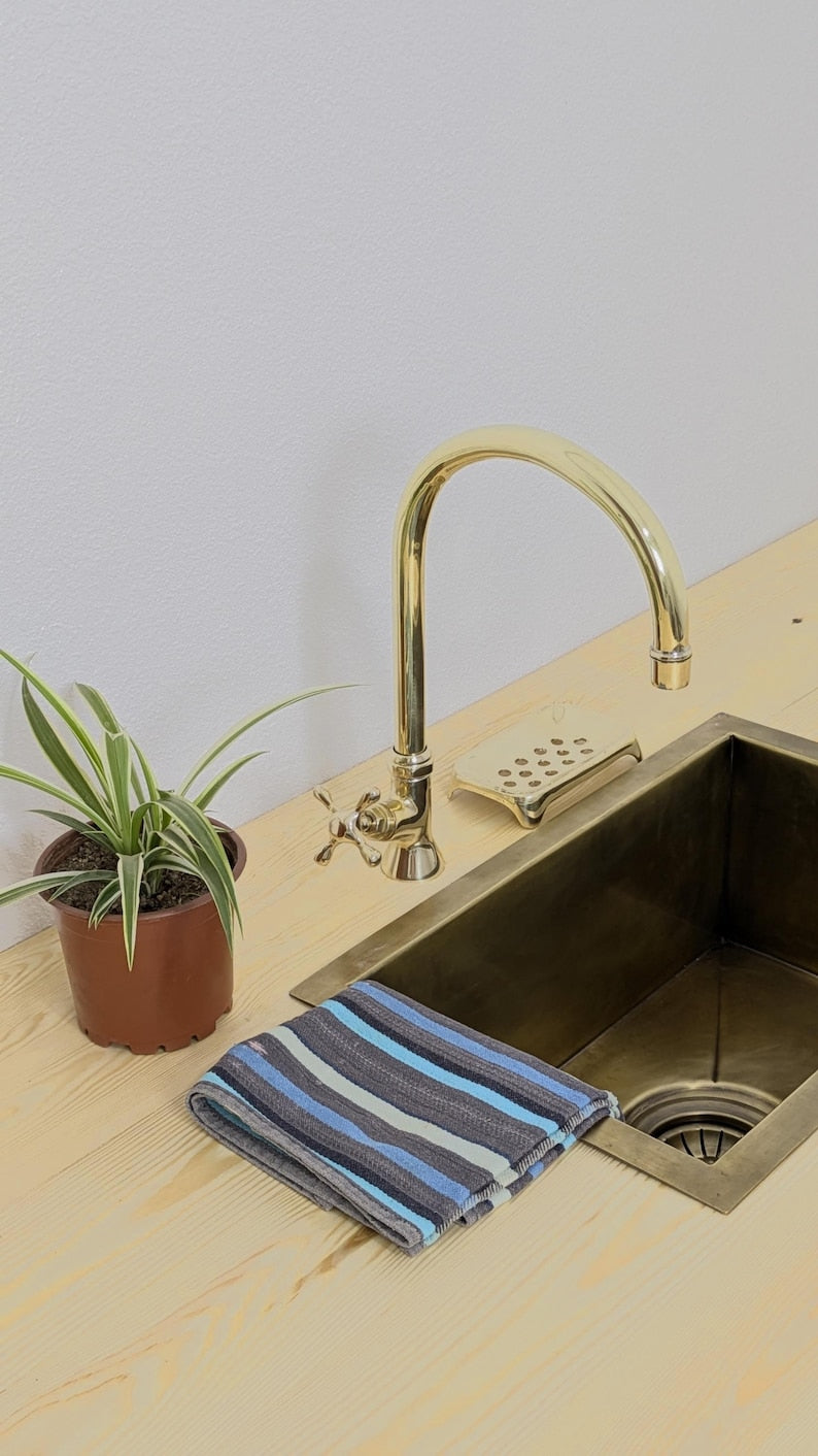 Classic Polished Brass High-Arc Kitchen Faucet