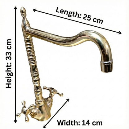 Ribbed Unlacquered Brass High-Neck Faucet