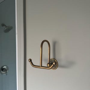 HRL Brass Double Hook Burnished Unlacquered Brass