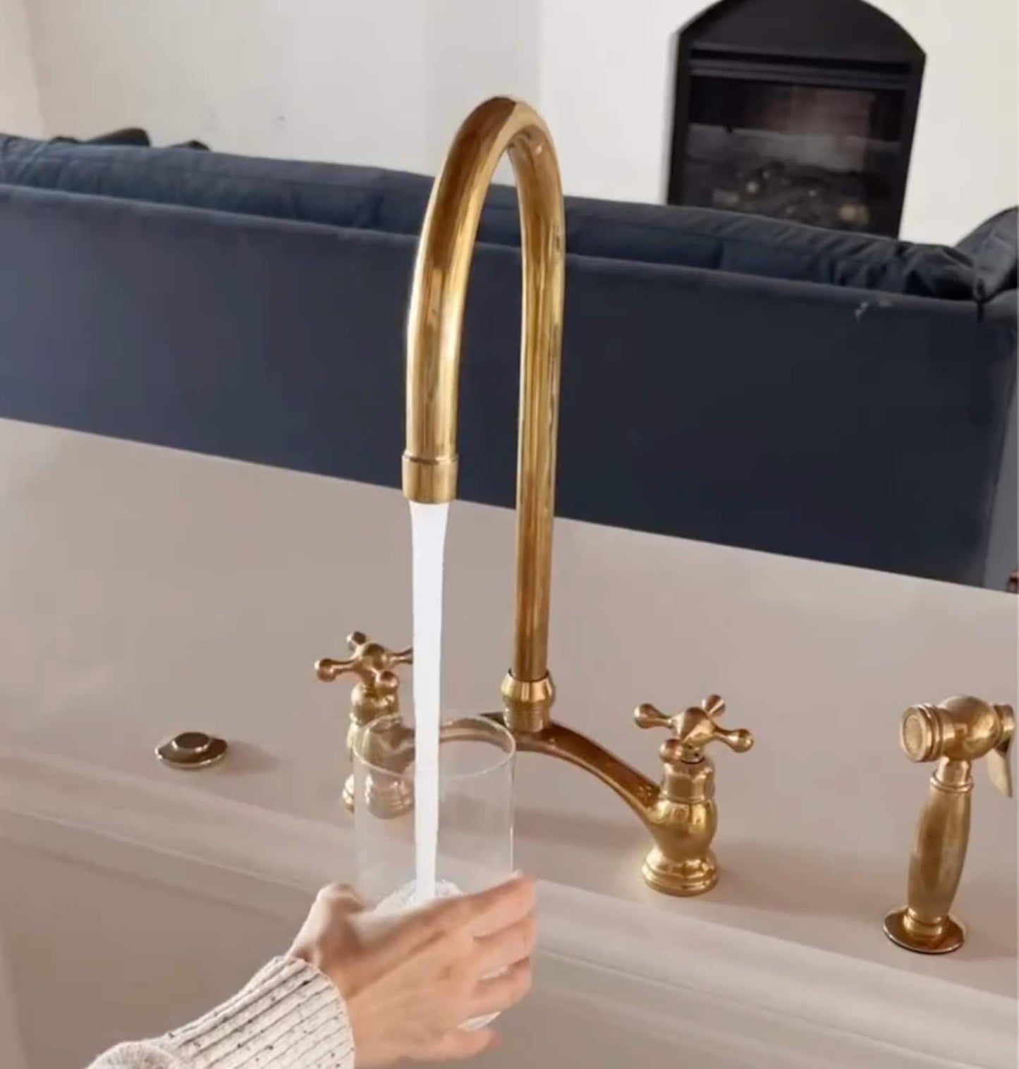 Handcrafted Brass Bridge Faucet & Side Spray