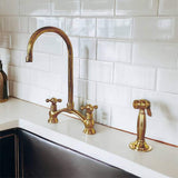 Handcrafted Brass Bridge Faucet & Side Spray