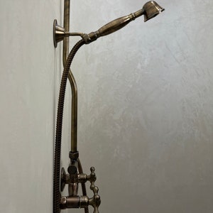 Vintage Unlacquered Brass Exposed Rainfall Shower System