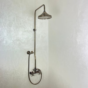 Vintage Unlacquered Brass Exposed Rainfall Shower System