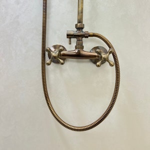 Vintage Unlacquered Brass Exposed Rainfall Shower System