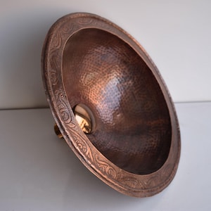 Drop-In Hammered Copper Vanity Sink
