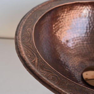 Drop-In Hammered Copper Vanity Sink