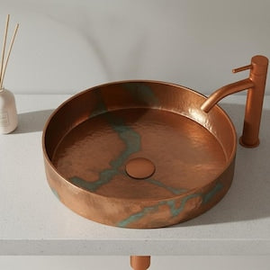 Copper Vessel Sink with Emerald Veining