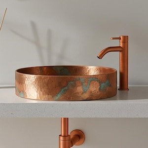 Copper Vessel Sink with Emerald Veining