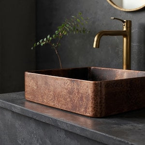 Square Hand-Hammered Copper Vessel Sink