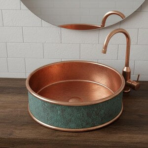 Round Hand-Hammered Copper Vessel Sink