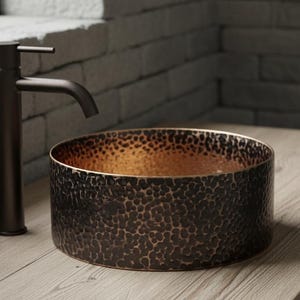 Round Hand-Hammered Vessel Sink