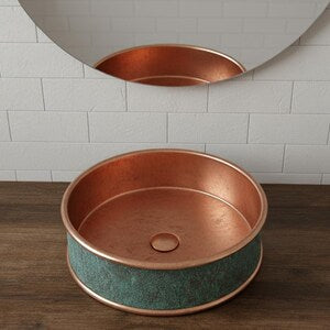 Round Hand-Hammered Copper Vessel Sink