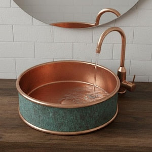 Round Hand-Hammered Copper Vessel Sink