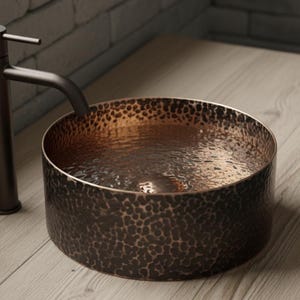 Round Hand-Hammered Vessel Sink