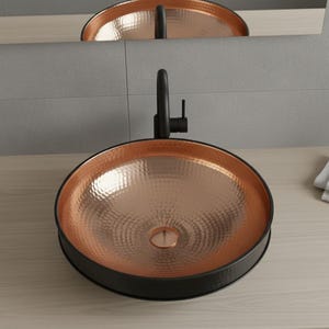 Black & Rose Copper Tiered Vessel Sink