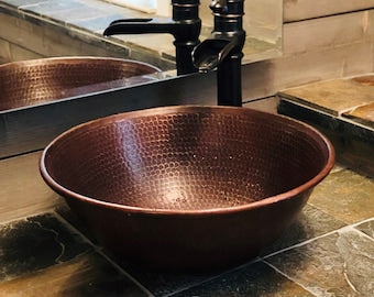 Tapered Antique Copper Vessel Sink
