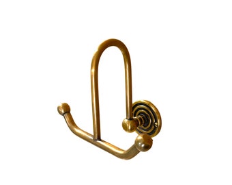 HRL Brass Double Hook Burnished Unlacquered Brass
