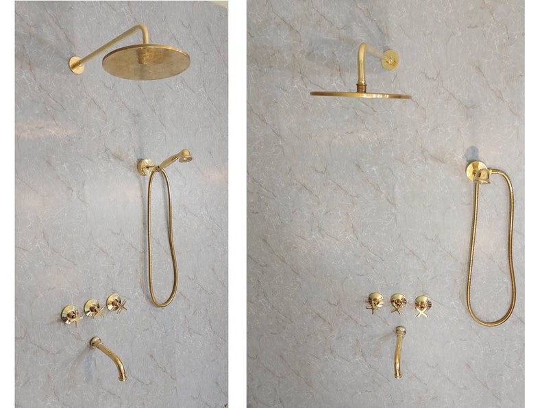 Antique Brass Exposed Rainfall Shower System