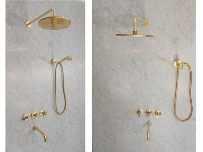 Antique Brass Exposed Rainfall Shower System