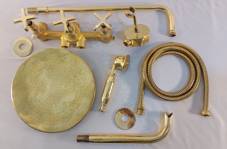 Antique Brass Exposed Rainfall Shower System