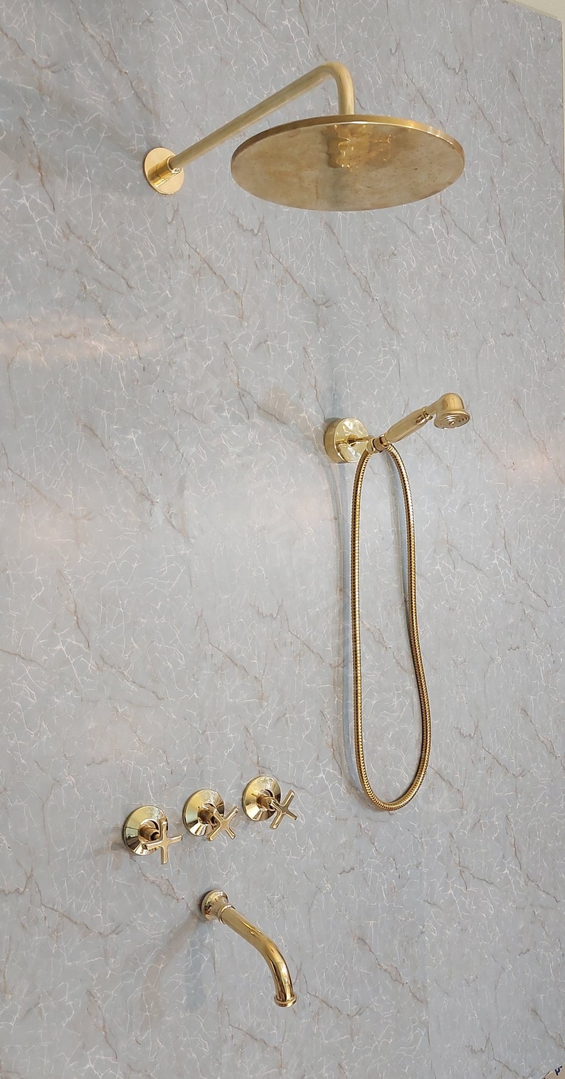 Antique Brass Exposed Rainfall Shower System