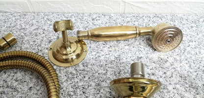 Antique Engraved Unlacquered Brass Wall-Mount Tub Faucet