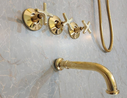 Antique Brass Exposed Rainfall Shower System