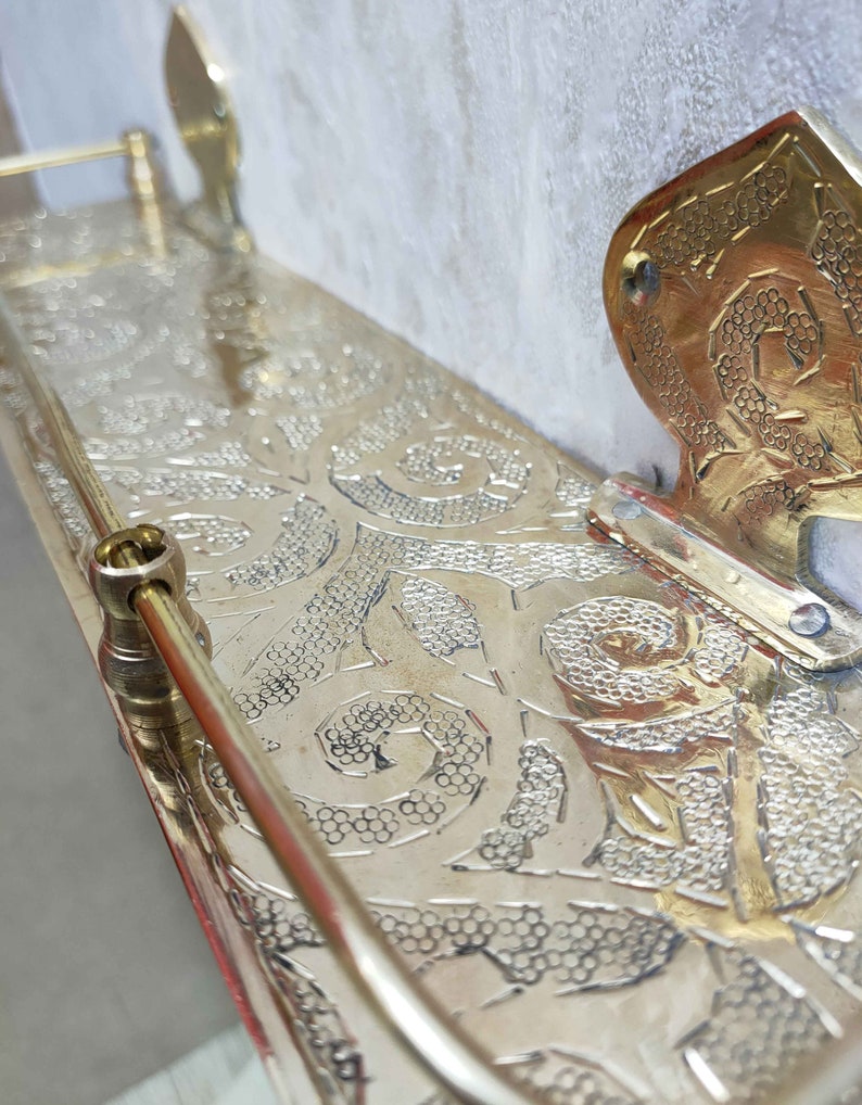 Engraved Solid Brass Wall Bathroom Shelf