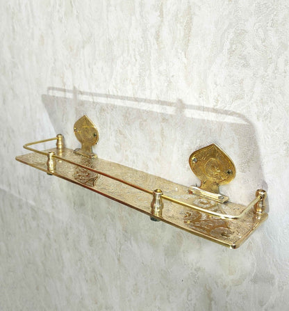 Engraved Solid Brass Wall Bathroom Shelf