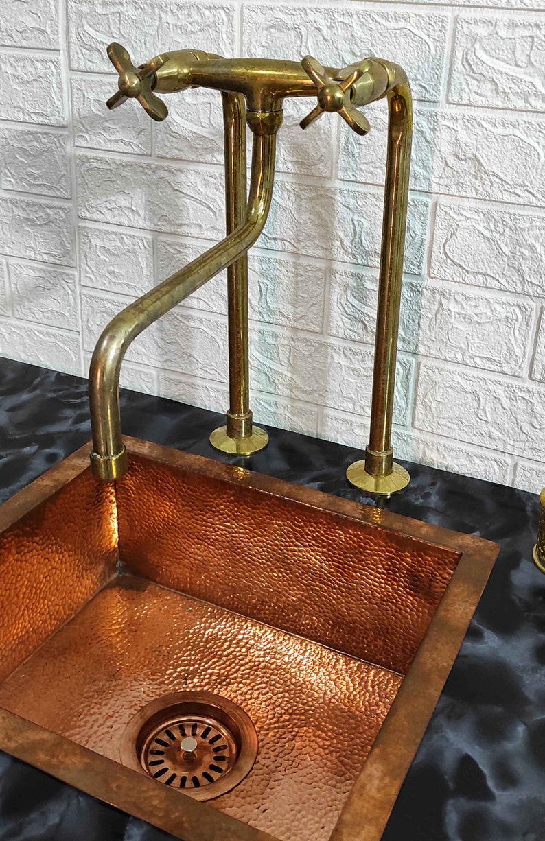 Unlacquered Brass Antique Kitchen Faucet with long Legs