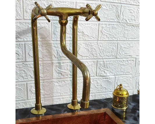 Unlacquered Brass Antique Kitchen Faucet with long Legs
