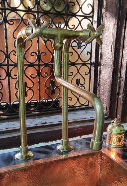 Unlacquered Brass Antique Kitchen Faucet with long Legs