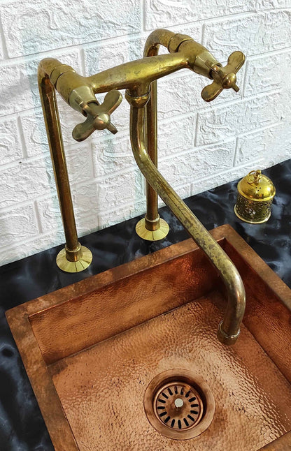 Unlacquered Brass Antique Kitchen Faucet with long Legs