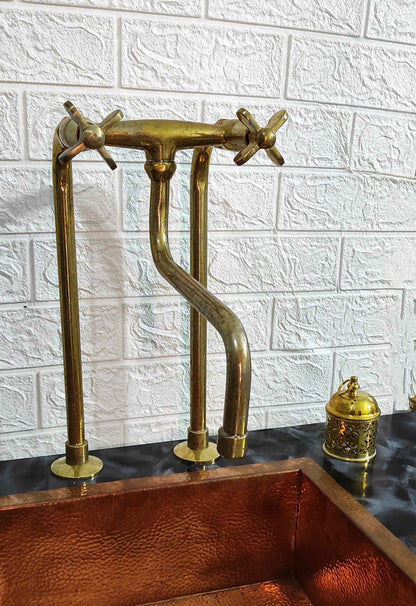 Unlacquered Brass Antique Kitchen Faucet with long Legs