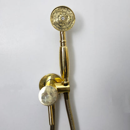 Unlacquered Brass Wall-Mount Handheld Shower Kit