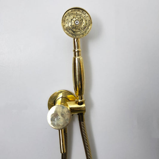 Unlacquered Brass Wall-Mount Handheld Shower Kit
