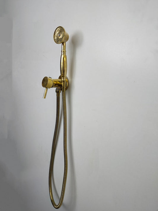 Unlacquered Brass Wall-Mount Handheld Shower Kit