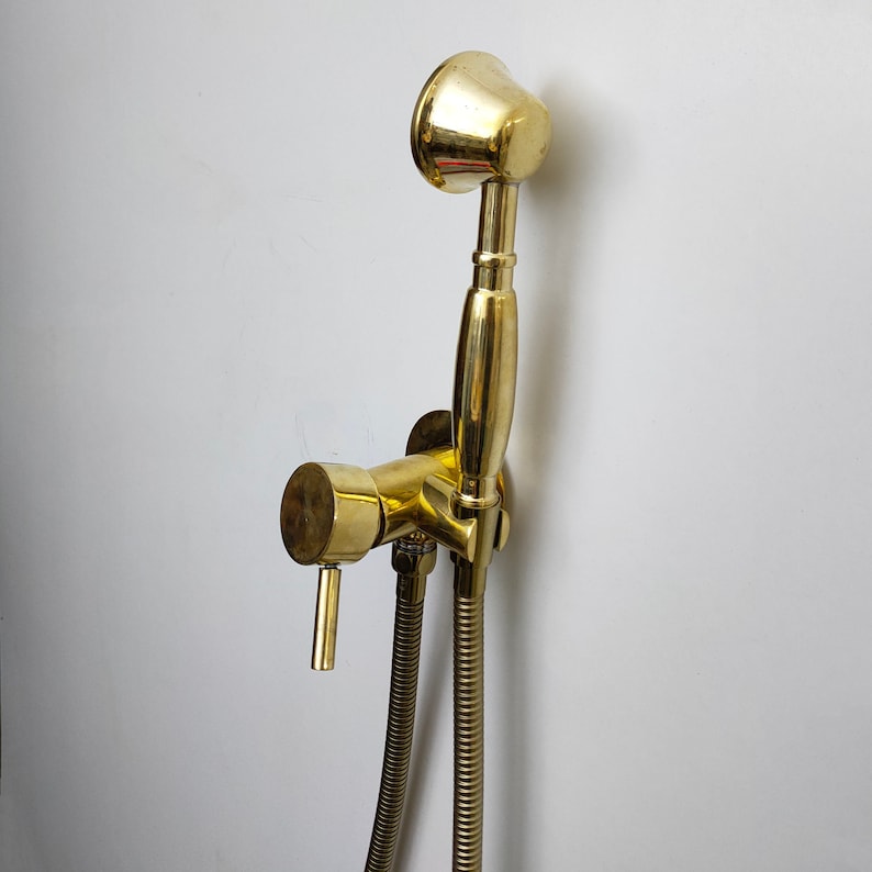 Unlacquered Brass Wall-Mount Handheld Shower Kit